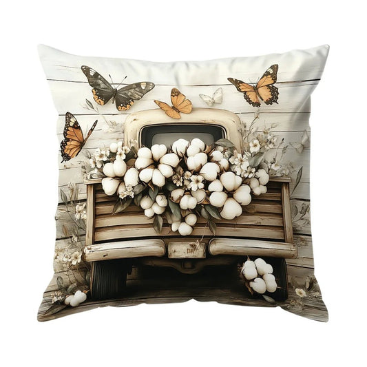 Throw Pillow Cover Cotton Print Cushion Cover 17.71" x 17.71" - Peach Skin Velvet - TPR Mall
