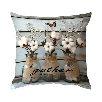 Throw Pillow Cover Cotton Print Cushion Cover 17.71" x 17.71" - Peach Skin Velvet - TPR Mall