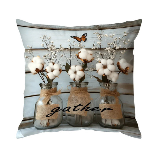 Throw Pillow Cover Cotton Print Cushion Cover 17.71" x 17.71" - Peach Skin Velvet - TPR Mall