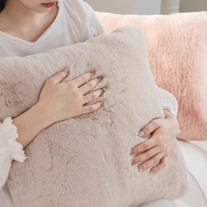 Faux Rabbit Fur Pillow Cover 17x17 inches - Ultra Soft & Plush - TPR Mall