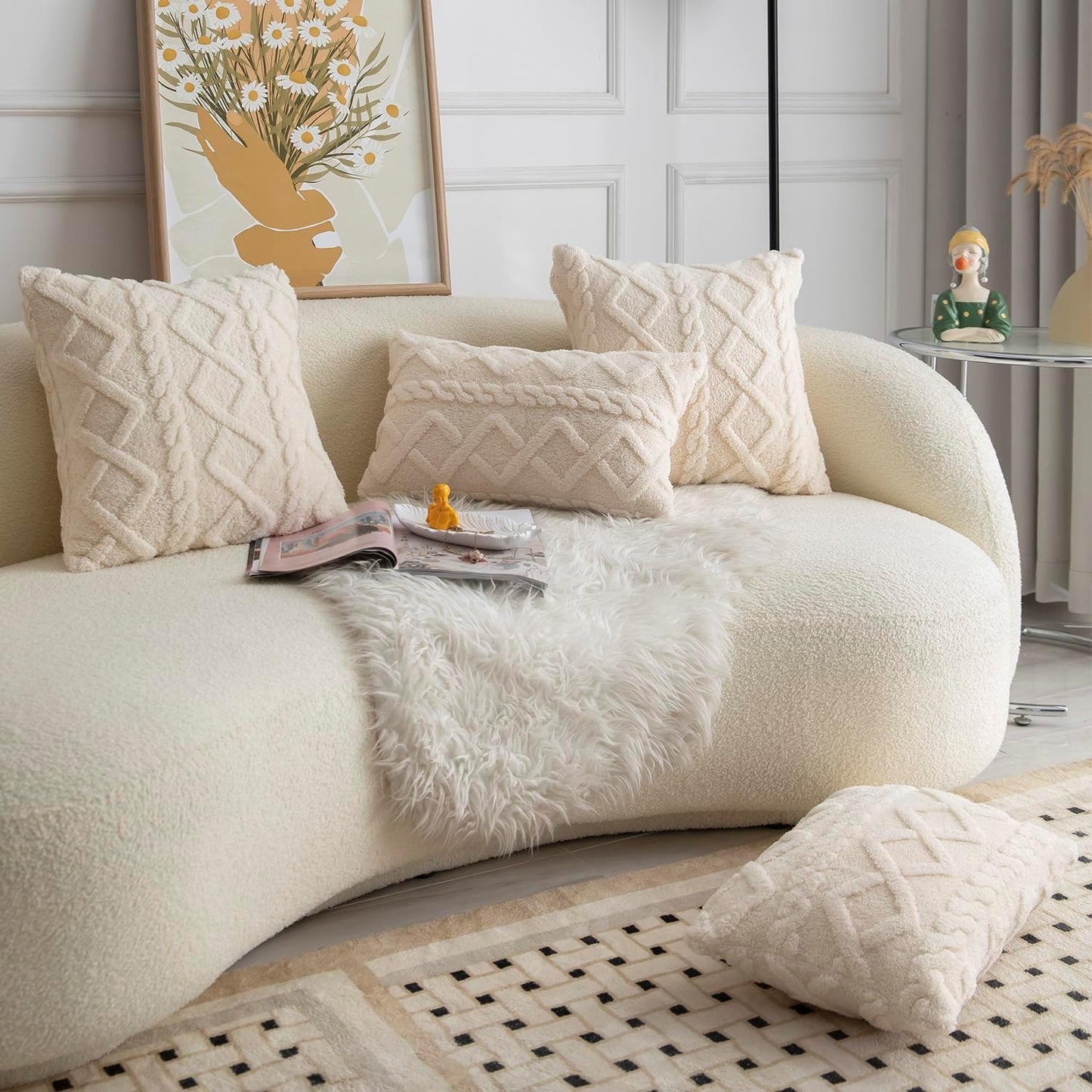 Plush Geometric Pillow Cover 17x17 inches - Eco - Friendly & Soft - TPR Mall