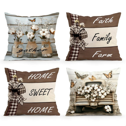 Throw Pillow Cover Cotton Print Cushion Cover 17.71" x 17.71" - Peach Skin Velvet - TPR Mall